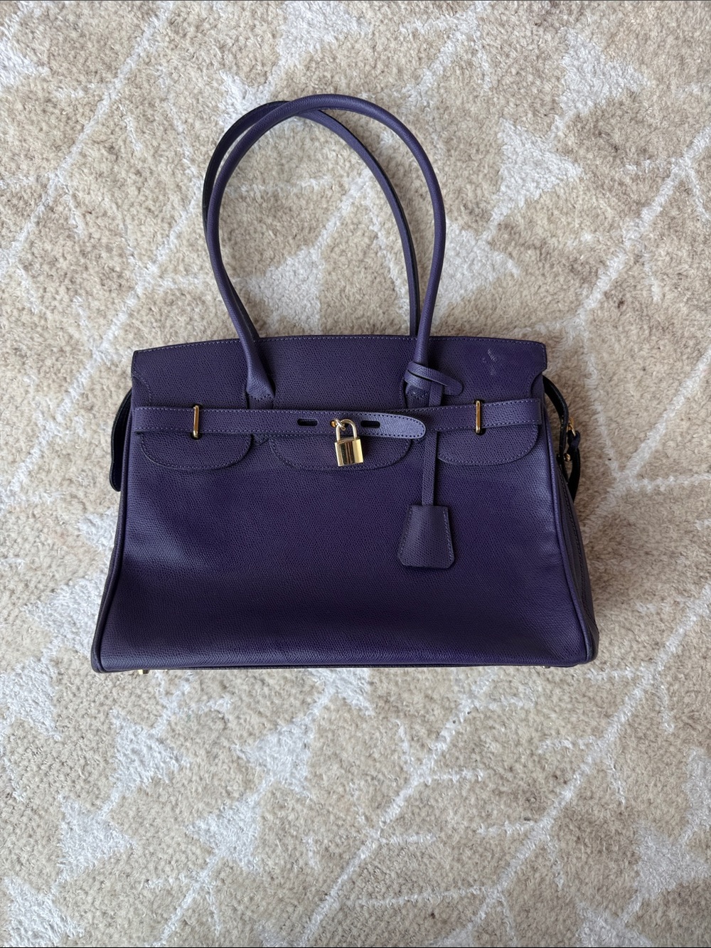 Elegant Purple Leather Tote Handbag